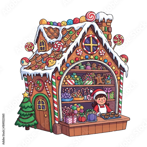 Plate of Christmas food – mashed potatoes, peas, gravy, meat, vector illustration