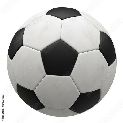 Classic black and white soccer ball ready for a championship match or sports graphic design project on transparent background