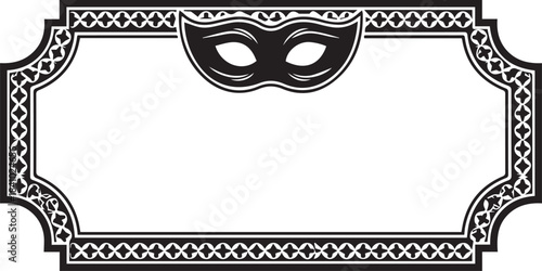 Ornate decorative frame with a venetian masquerade mask emblem