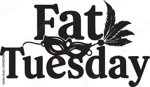 Fat tuesday masquerade mask and feather graphic design