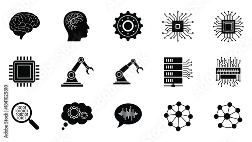 Artificial intelligence concepts brains gears robots and neural networks visualized