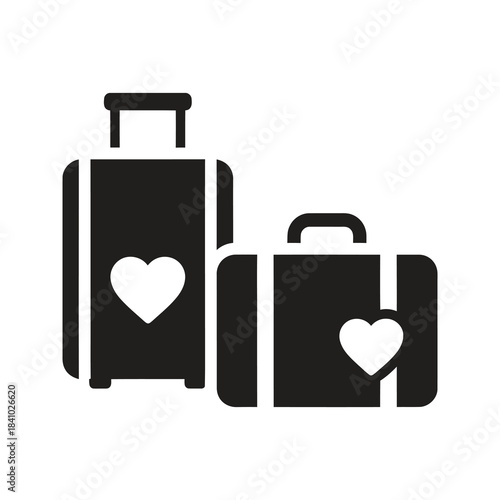 Suitcase with heart icon design concept representing honeymoon travel romantic getaway vacation trip love