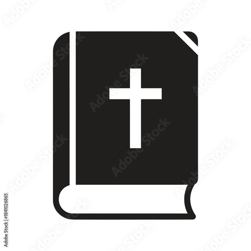 Holy Bible with cross icon design concept representing religious wedding ceremony sacred vows spiritual