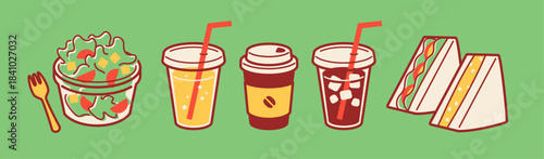 Salad, Drink, Sandwich