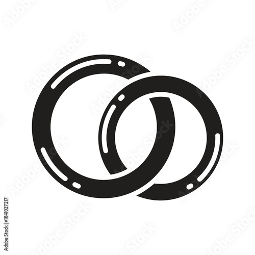 Wedding rings icon design concept representing marriage engagement proposal love romance commitment