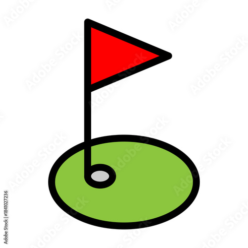Golf Hole Vector Filled Icon Design
