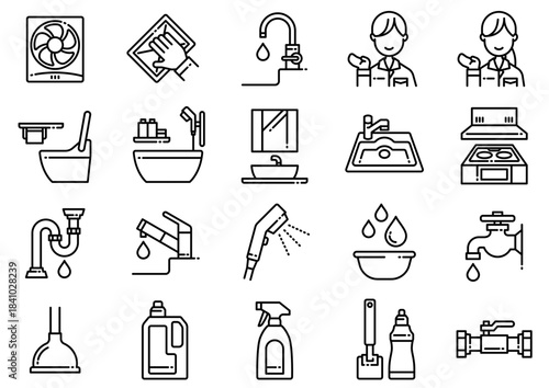 水廻りアイコン01　Bathroom/Kitchen Areas Icons