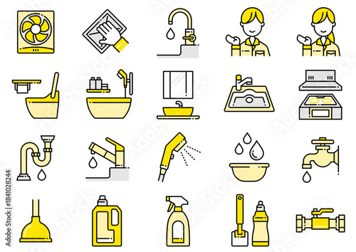 水廻りアイコン03　Bathroom/Kitchen Areas Icons