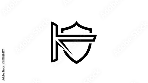 Protective Symbol: A minimalist line-art emblem, depicting a shield and a horizontal element, evokes notions of security, protection, and defense.