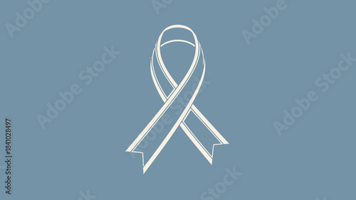 A simple white awareness ribbon graphic on a light blue background symbolizing support and solidarity for various causes.