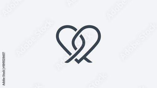 Intertwined Hearts Emblem: A minimalist and elegant illustration features two hearts interwoven, symbolizing connection, love, and unity.