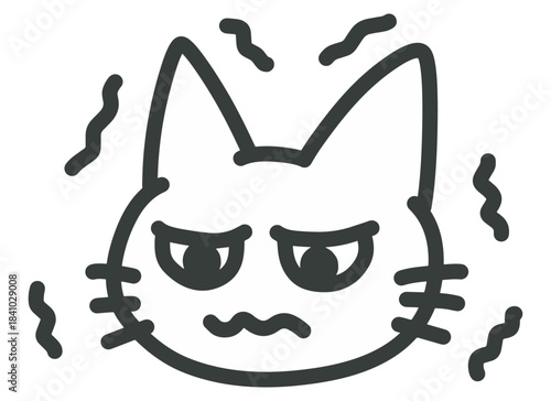 我慢して耐えている猫のイラスト