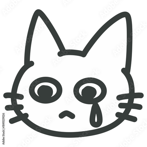 涙を流して泣いている猫のイラスト