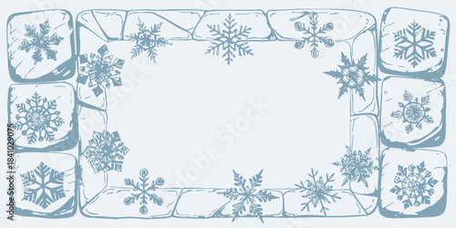 Christmas Icy cracked glass style border with subtle snowflake details, perfect for a frosty and elegant winter or Christmas design.