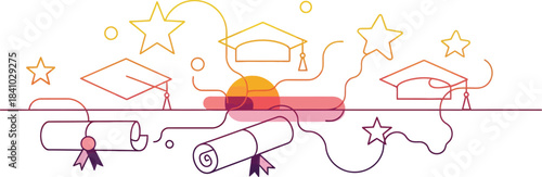 Vintage vector illustration of a burning candle in a candlestick and a red metal car isolated on white