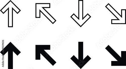 white, black, background, arrow, directional, title:, pending, style, color, pattern, visual, creative, stock, arrows, direction, navigation, up, down, left, right, diagonal, outline, solid, symbol, m