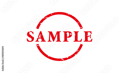 SAMPLE - SAMPLE word written on Red Rubber Stamp 
