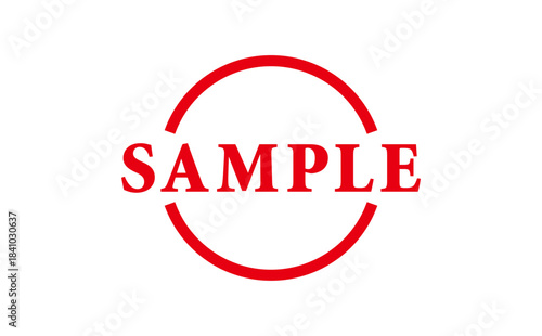 SAMPLE - SAMPLE word written on Red Rubber Stamp 
