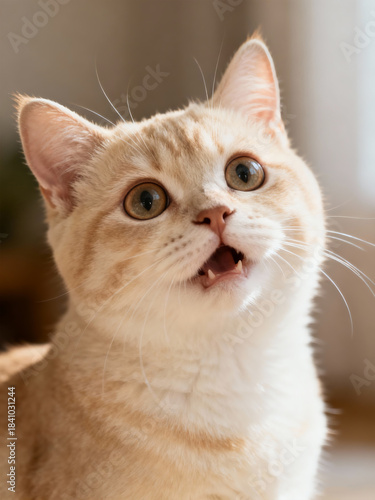 Surprised Cat with Wide Eyes and Raised Fur