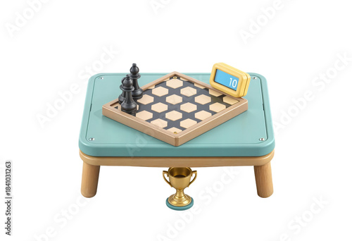 3D Cartoon Chess Game with Clock and Trophy