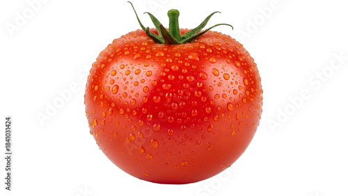Wallpaper Mural Fresh, ripe red tomato glistening with water droplets on a clean white background Torontodigital.ca