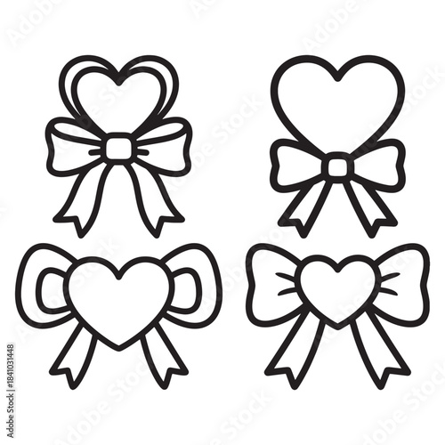 Valentine heart with ribbon bow set