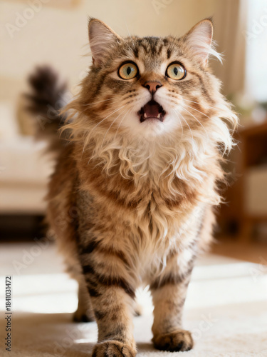 Expressive Shocked Cat Realistic Close-Up