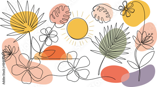 Autumn seamless nature pattern with drawing leaf illustration design element