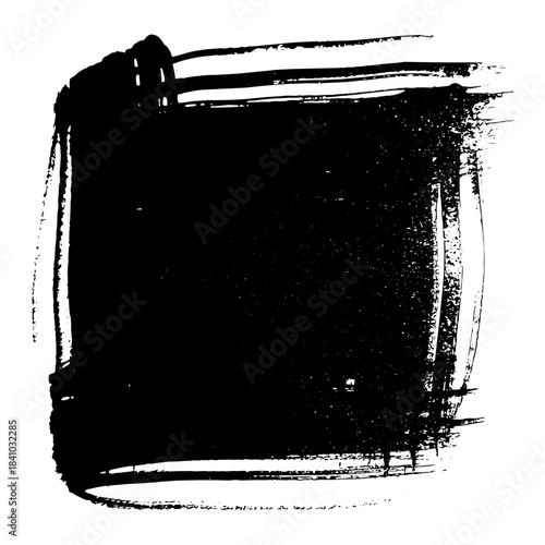 Hand drawn black brush strokes created with black ink for design use