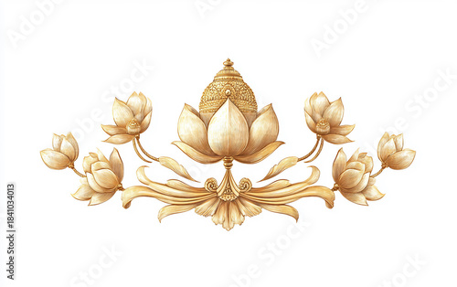 Sikh Khanda Emblem Surrounded by Lotus Flowers