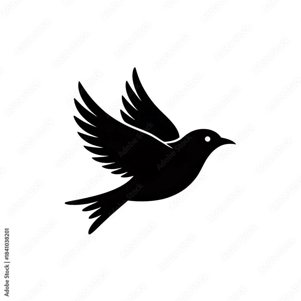Obraz premium Artistic sketch of a flying bird with detailed wings and body isolated on transparent background