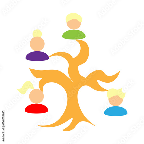 Family Tree Vector Flat Icon Design
