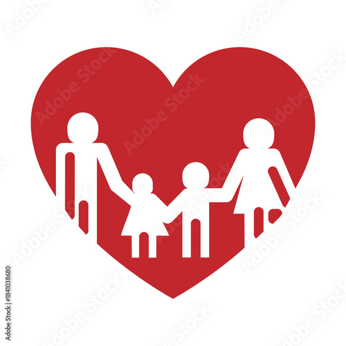 Family Heart Vector Flat Icon Design