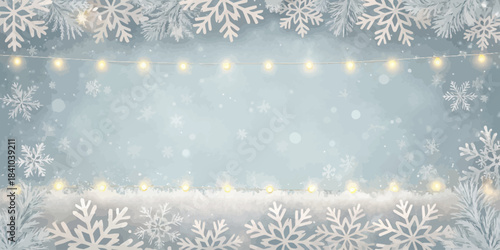 Pastel silver Christmas backdrop with soft glows, subtle festive decorations, and a calm, elegant holiday vibe.