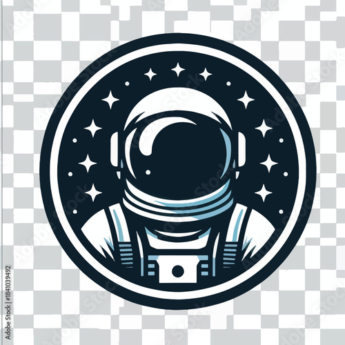 Astronaut in Space Suit Emblem Depicting Cosmic Exploration and Adventure.