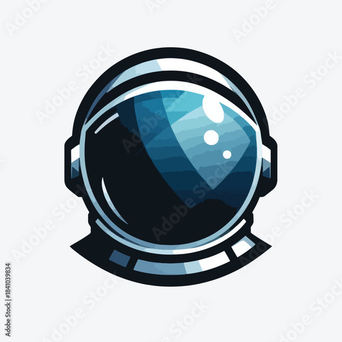 Detailed Astronaut Helmet Illustration with Reflective Visor and Sleek Design.