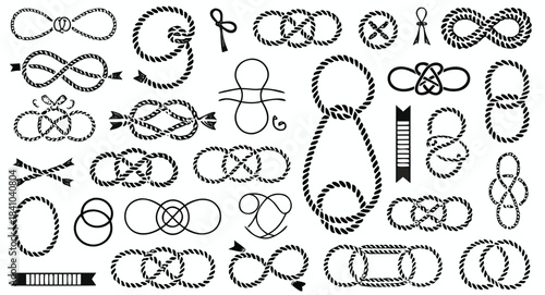 Nautical rope knot collection vector graphic assortment of maritime fasteners