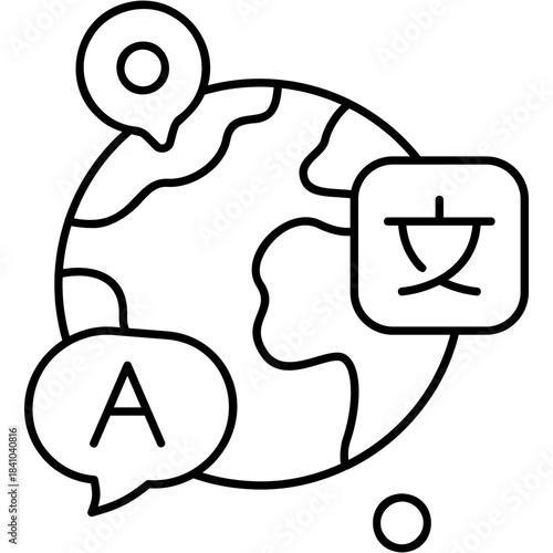 Line Art Foreign Language Icon