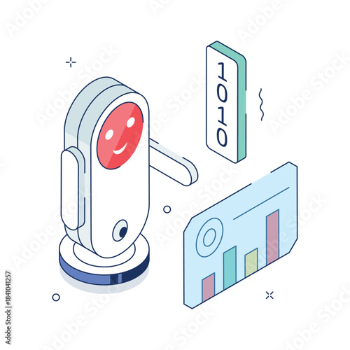 Take a look at this handy isometric icon of smart robotics, modern illustration