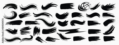 Dry paint stains brush stroke backgrounds set. Dirty artistic vector desigan elements, boxes, frames for text, labels, logo. Grunge stickers, paintbrush grunge stamp label backgrounds, circle frames.
