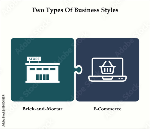 vector illustration of two types of business styles. Infographic template with icons and description placeholder
