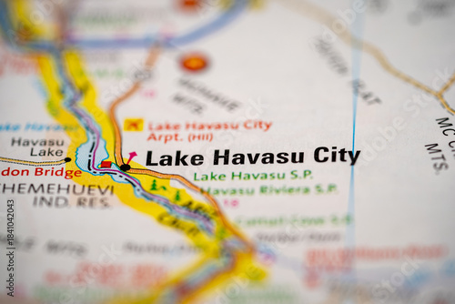 Lake Havasu City, Arizona in the United States, highlighted on a world map.