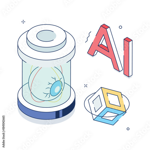 A visually appealing ai science and innovation laboratory isometric illustration