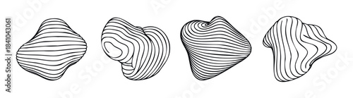 Abstract organic shapes with flowing lines in black and white, representing fluid forms and modern abstract concepts for graphic overlays and visual compositions