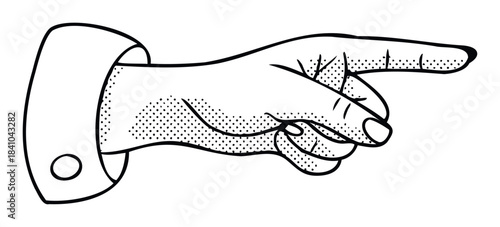 Hand pointing to the right indicating direction, choice or action, perfect for business presentations, directional signage and conceptual communication projects.