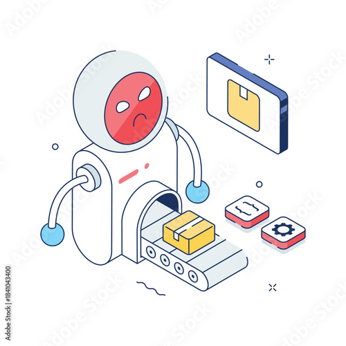 A visually appealing isometric illustration of ai automation