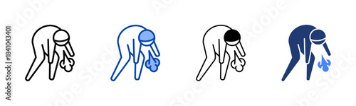 Drained icon set multiple style collection