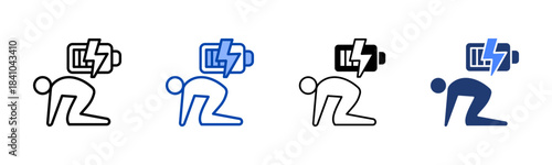 Fatigue icon set multiple style collection