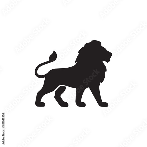 Male lion black silhouette icon vector. Lion icon isolated on a white background. Walking lion icon vector