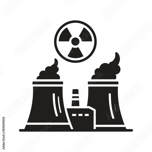 Factory building with smoke icon design concept symbolizing industrial pollution environmental hazard climate change carbon